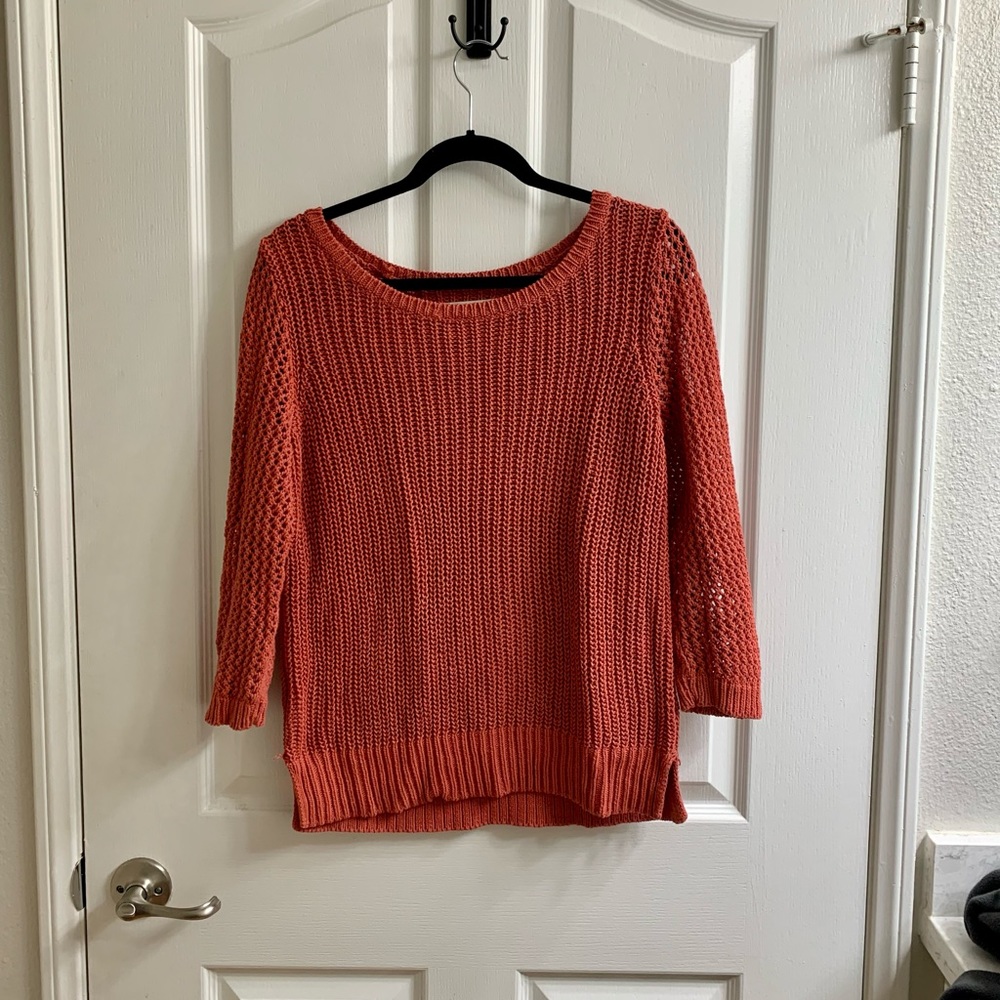 ANN TAYLOR LOFT CORAL KNIT SWEATER